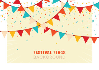 Wreath of festive flags vector flat background