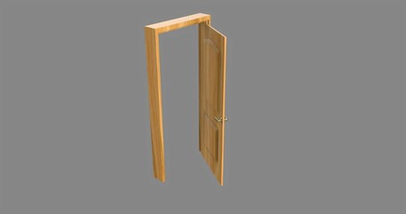 isolated door illustration 3d rendering
