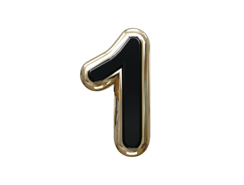 1 number text effect illustration 3d rendering