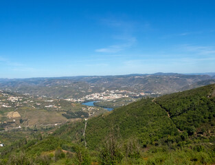 Fototapeta na wymiar Panoramic view of the city of Peso da Régua from the As Meadas mountain range. Portugal.