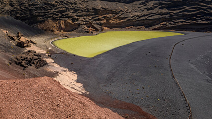 The Green Lake at El Golfo from Lanzarote in Spain