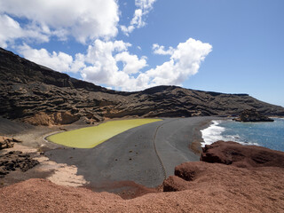 The Green Lake at El Golfo from Lanzarote in Spain
