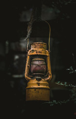 old lantern on black background