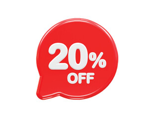 20 percent off text effect 3d rendering illustration