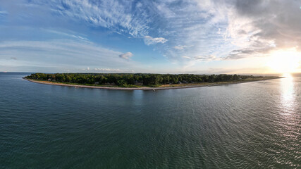 panoramic view of the north side of Langeland, Denmark before sunset