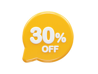 30 percent off text effect 3d rendering illustration