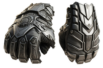 Steel gloves armor set of views scifi style isolated illustration generative AI - obrazy, fototapety, plakaty