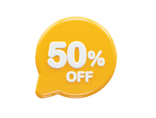50 percent off text effect 3d rendering illustration