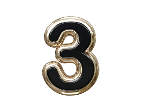 3 number text effect illustration 3d rendering