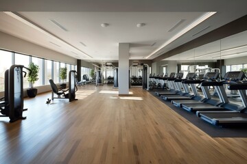 Contemporary fitness facility with modern interior design. Generative AI
