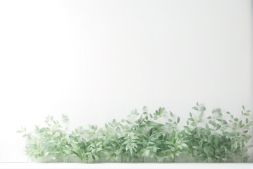 Green plants and leaves wallpaper on white background