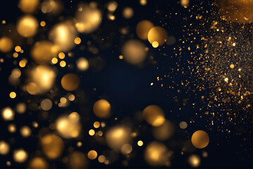 Fototapeta na wymiar Golden particle effect wallpaper background in front of black background