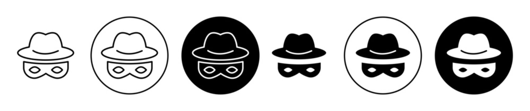 Spy vector icon set in black color. Suitable for apps and website UI designs