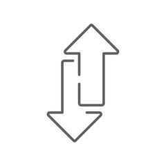 Up and down arrow icon. Two arrows with different direction can be used for input output process, forward sign, vertical swap. Editable stroke vector illustration. design