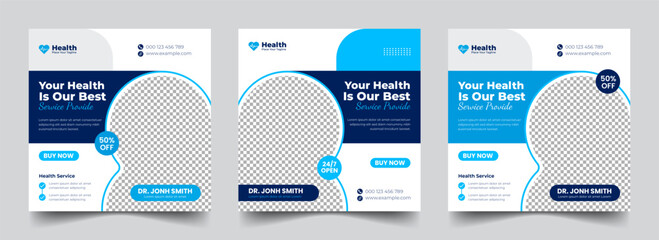 Medical social media post Layout | Healthcare service poster design | Editable vector