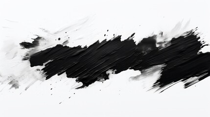 strokes of black paint on a white background. - obrazy, fototapety, plakaty