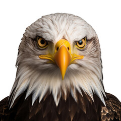 Obraz premium Bald eagle face shot isolated on transparent background