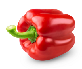 Pepper isolated. Fresh red bell pepper on a transparent background.