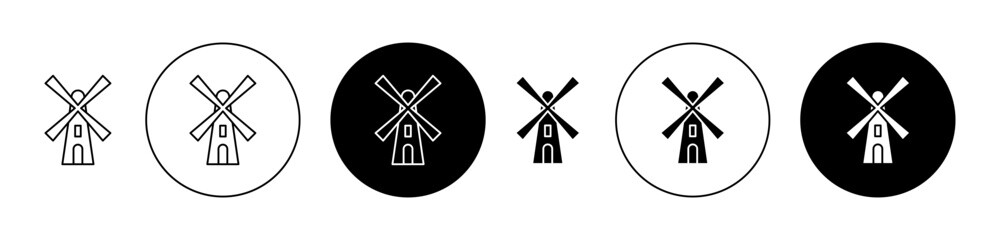 Mill vector icon set in black color. Suitable for apps and website UI designs