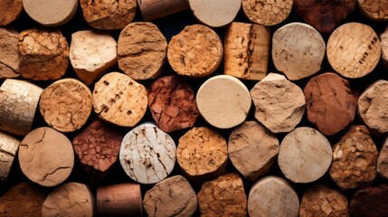 A vibrant bouquet of corks made from various woods, each unique in color and texture, stands out in the room, captivating the viewer with its raw beauty