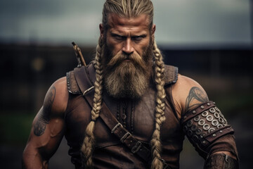 Fototapeta na wymiar a muscular Viking warrior