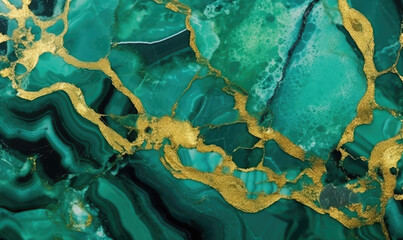 Texture of malachite stone background. Watercolor stains wallpaper.