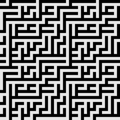 Seamless Black and White Pattern with Maze, Abstract Pattern 