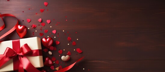 Valentine s day theme with wine gift box candies and banner design template