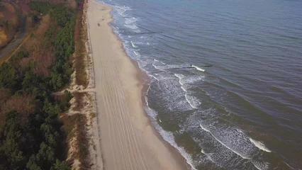 Papier Peint photo autocollant Plage de Camps Bay, Le Cap, Afrique du Sud Aerial of Sea Waves And Sandy Beach On Hel Peninsula