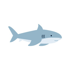 Cute flat Shark animal cartoon