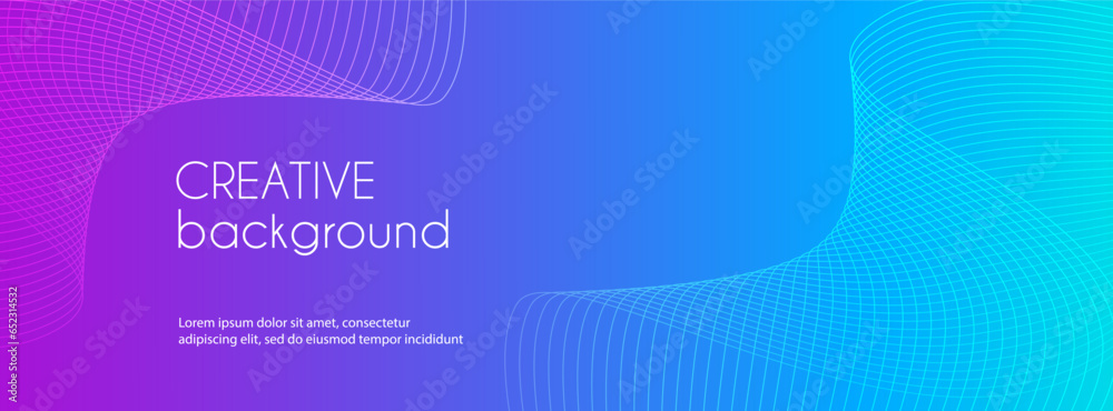 Wall mural abstract colorful gradient wavy lines long vector banner. minimal trendy background for facebook cov
