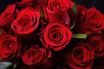 bouquet of fresh red roses for valentine's day