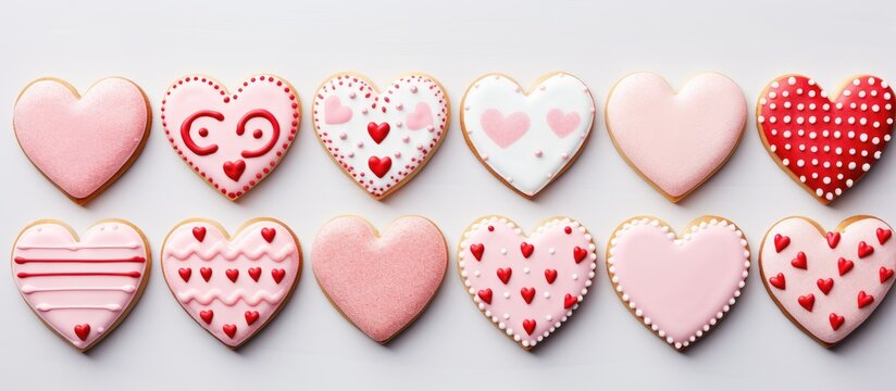 Valentine s sugar cookies with heart shapes and festive icing