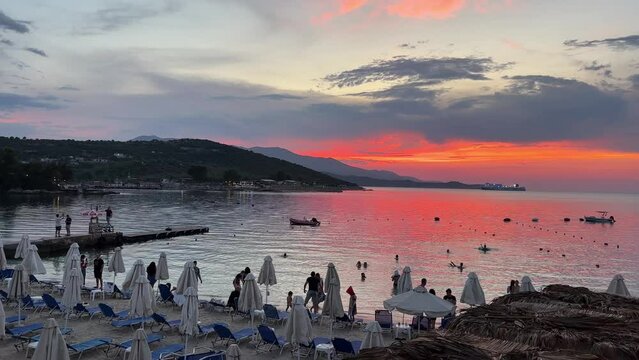 vacation in Europe by the sea in the city of Kemil Saranta in Albania landscapes street views Houses people tourists vacation walk photo video shooting beauty relaxation summer. beach season
