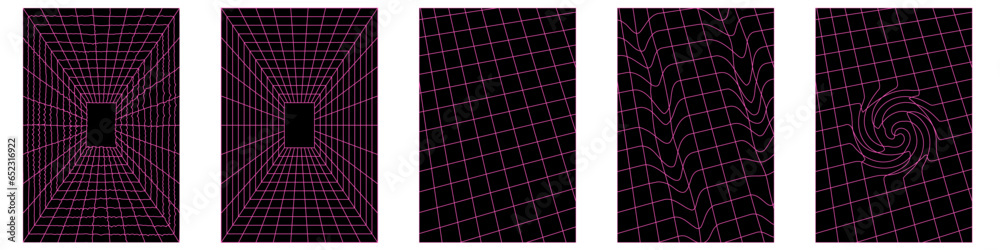 Poster geometric shapes. vector geometry wireframe grid backgrounds set. retro elements for web, vintage, a