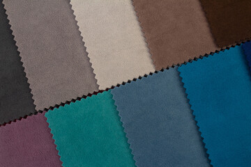 Background from suede fabric test palette samples