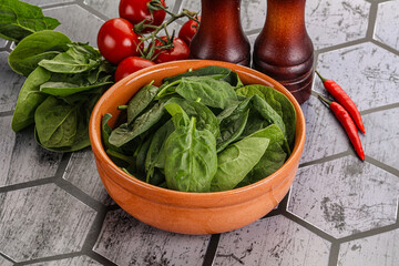 Natural organic raw green spinach
