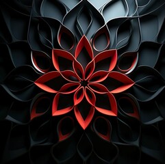Illustration 3d of mandala patterns with black background 