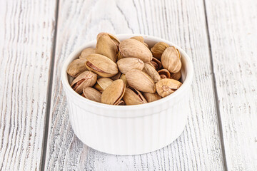 Salted tasty pistachio nuts heap