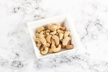 Cashew nuts heap in the bowl