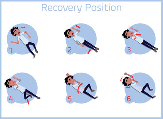 First aid: the recovery position maneuver - obrazy, fototapety, plakaty