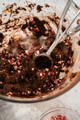 Chocolate cookies with peppermint chips