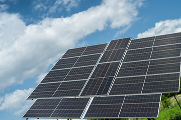 Photovoltaic solar panel as alternative electricity source against blue sky