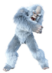3D Rendering Yeti on White