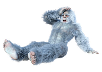 3D Rendering Yeti on White