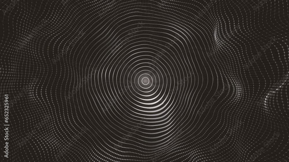 Poster abstract minimal radial circular mesh waving/ 4k animation of an abstract fractal background with me