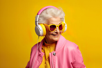 Photo of senior woman with funky look