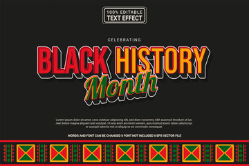 Editable text effect Black history month 3d cartoon template stlye modren premium vector