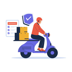 Delivery and package insurance protection vector concept. Shipping insurance contract. Flat design illustration