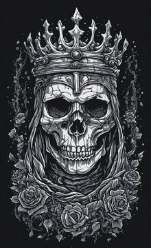 Illustration of a skull king with a golden crown 10